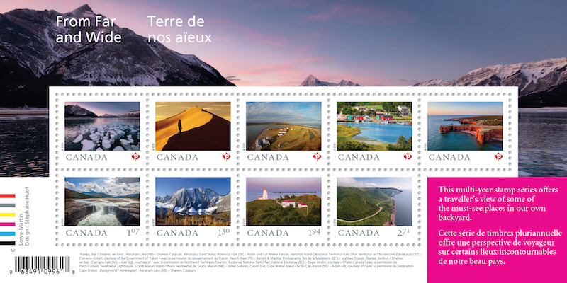 Canada Post From Far And Wide Stamps – Permanent Domestic Rate – 100-Piece Coil Roll With 5 Scenic Designs – Perfect For Mailing & Collecting