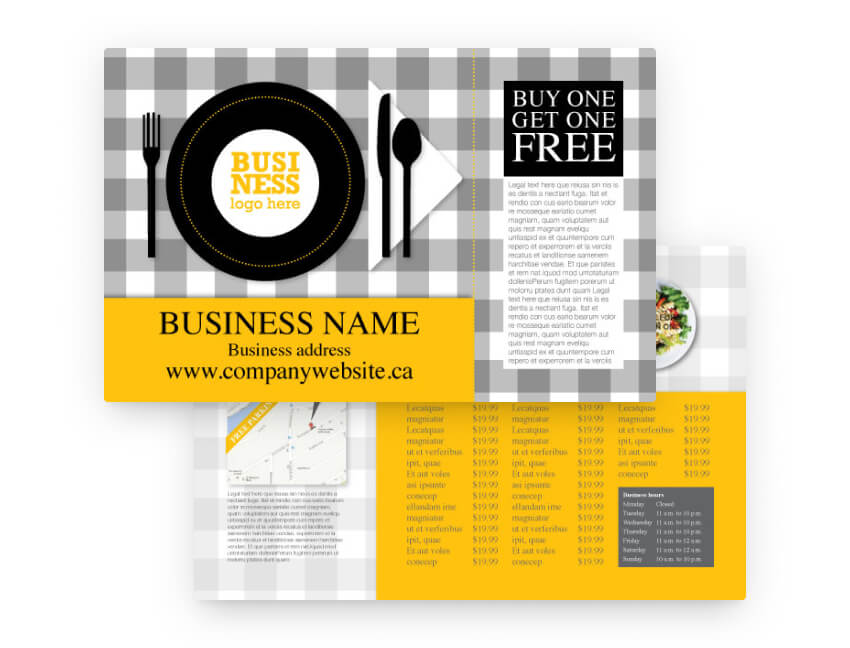 Smartmail marketing template for a restaurant business – landscape format.