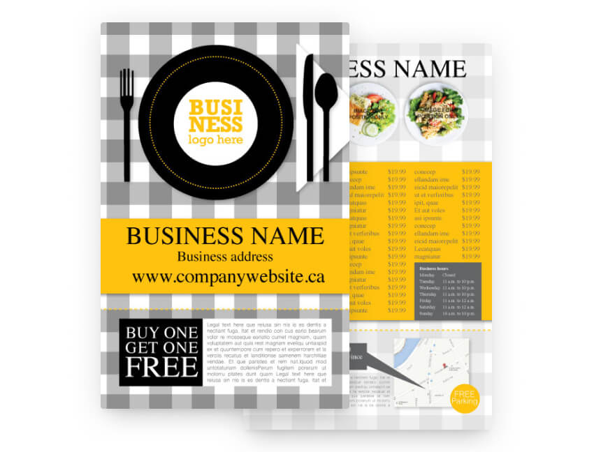 Smartmail marketing template for a restaurant business – portrait format.