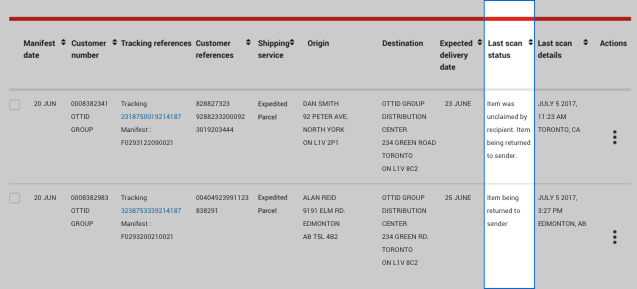 Intelligence 360 menu with &ldquo;Last scan status&rdquo; column highlighted. 