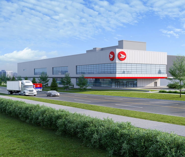 Illustration représentant le nouveau Centre de traitement de l’est de l’Ontario (CTEO), actuellement en construction dans le nord-est de Toronto
