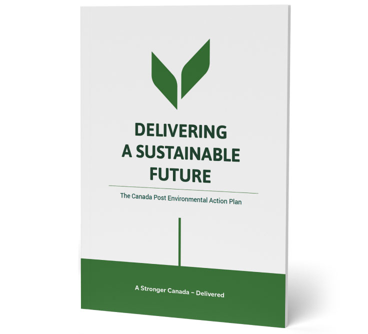 The cover of the 2021 Environmental Action Plan from Canada Post, “Delivering a Sustainable Future.”