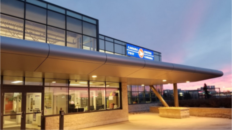 Exterior of a modern Canada Post facility.