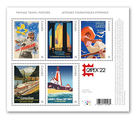 Bloc-feuillet de 5 timbres avec surcharge
