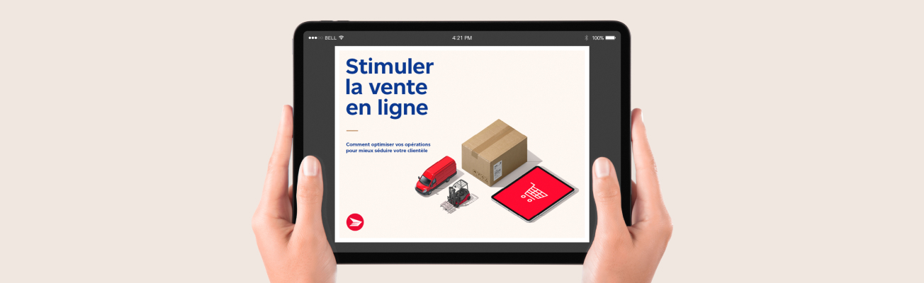 cran dune tablette affichant la couverture du guide  Stimuler la vente en ligne