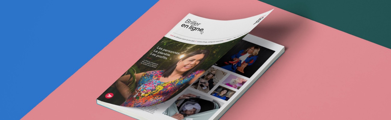 Couverture du numéro en cours du magazine « Briller en ligne » de Postes Canada