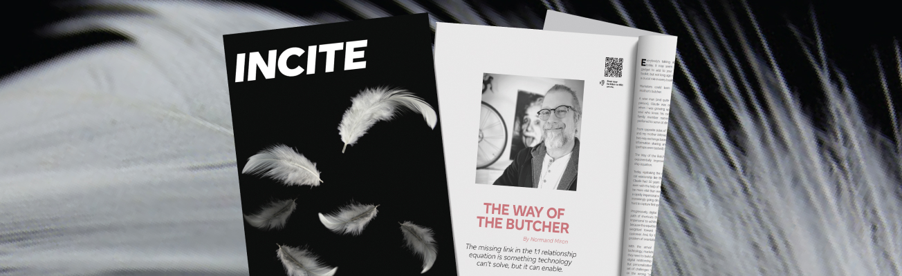 The cover and interior of the ONE-TO-ONE issue of INCITE magazine.
