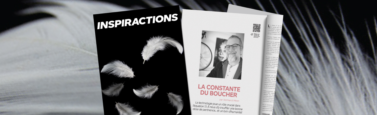 La couverture de ldition Commerce 1:1 d INSPIRATIONS et la vue sur un des articles du magazine.
