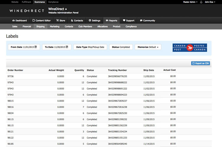 winedirect - Admin Panel – Label View