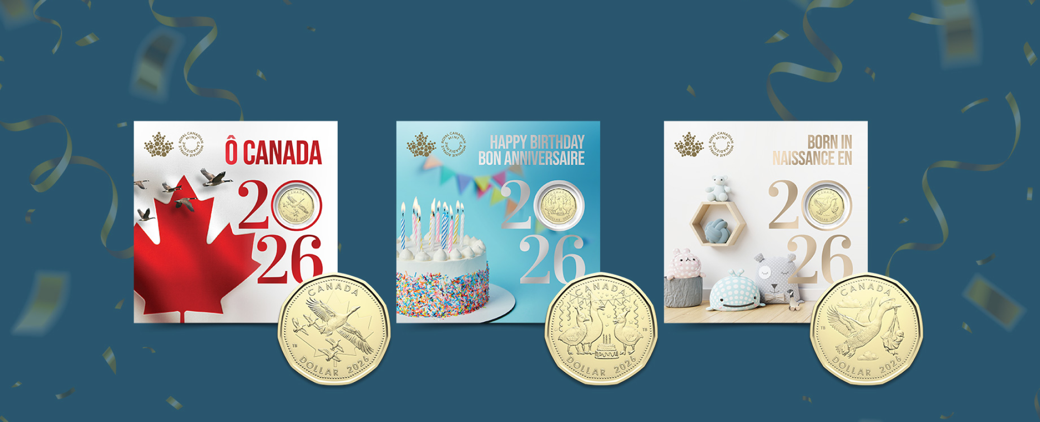 Les ensembles-cadeaux de pièces de monnaie 2026 de la Monnaie royale canadienne.