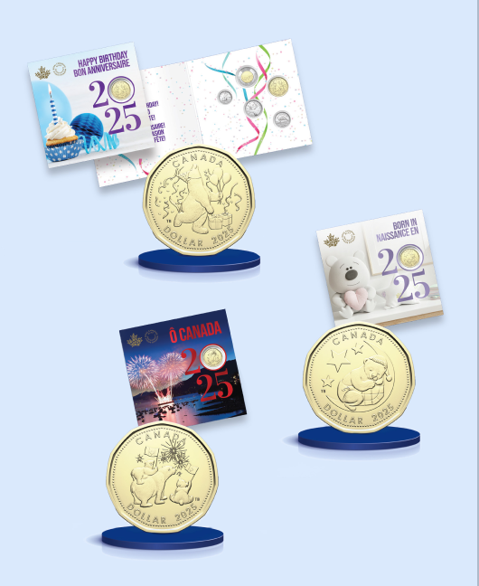Les ensembles-cadeaux de pièces de monnaie 2025 de la Monnaie royale canadienne.