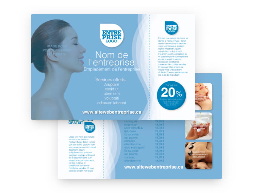 Gabarit Marketing Intelliposte pour salon de beaut&eacute; &ndash; format paysage.