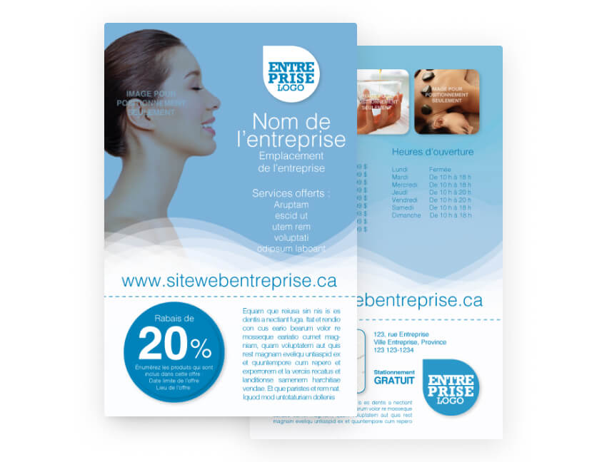 Gabarit Marketing Intelliposte pour salon de beaut&eacute; &ndash; format portrait.