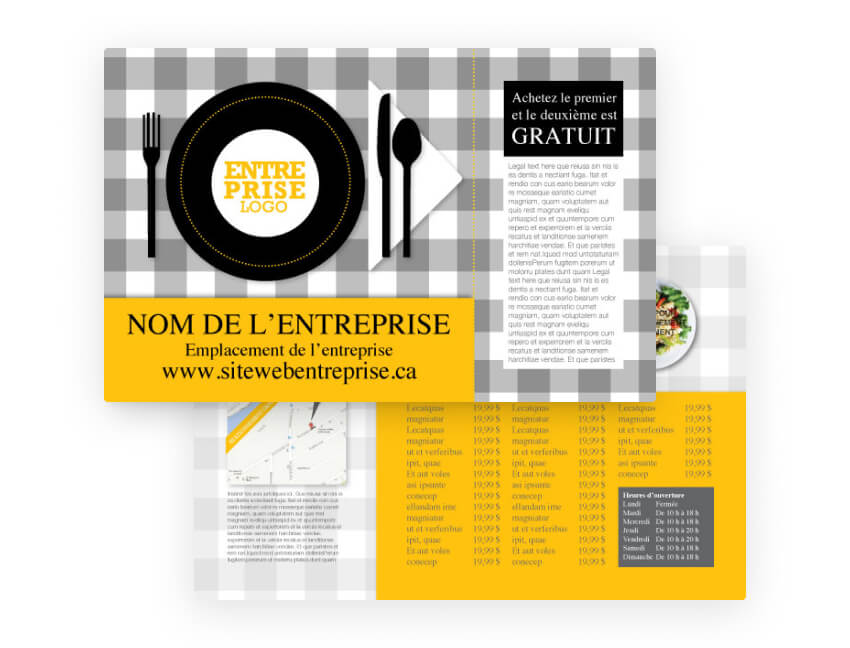 Gabarit Marketing Intelliposte pour restaurant &ndash; format paysage.