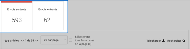Menu d'Intelligence 360 avec les exceptions sortantes et entrantes affich&eacute;es.